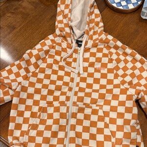 Vans Women’s Hoodie in Orange and White Checkered Pattern